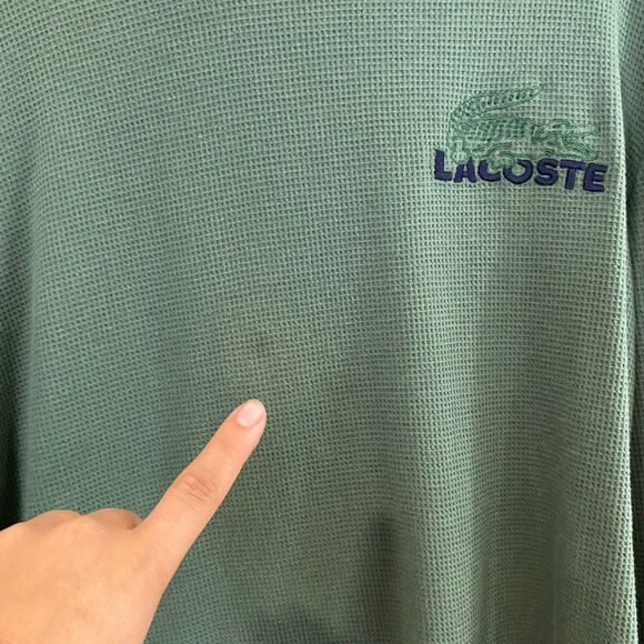 Lacoste Sleepwear Waffle Knit Long Sleeve Shirt Green XL Loungewear Top - Picture 6 of 9